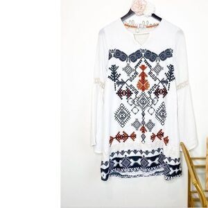 Taylor & Sage Geometric Print Sheath Mini Dress size small black and white